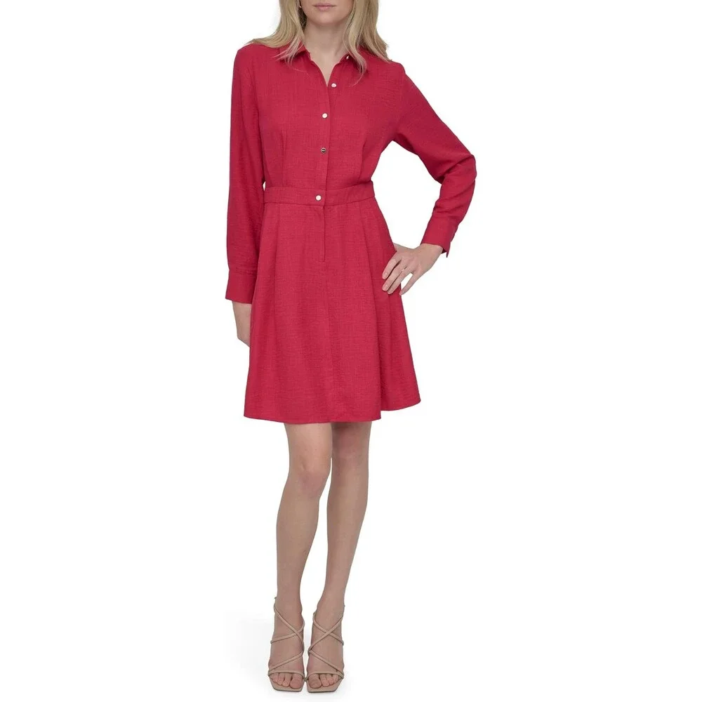NEW DKNY Women's 16 Collared Neck Long Sleeve Button Down Dress • Reg Price $129 - Picture 2 of 5